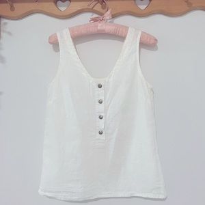 Not Perfect Linen PORTO-2 front snap linen tank in cream